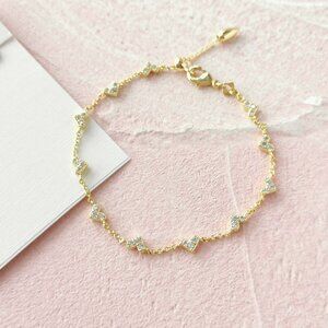 Kendra Scott Haven Heart White Crystal Gold Chain Bracelet
